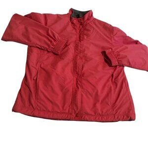 LL Bean Jacket Women Large Pink Nylon Full Zip Outdoors Hiking Bomber Insulated